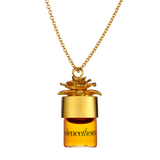 silencetthesea potion pendant carrying your favorite perfume in a gold necklace. Necklace allows you to substitute fragrances at your desire.
